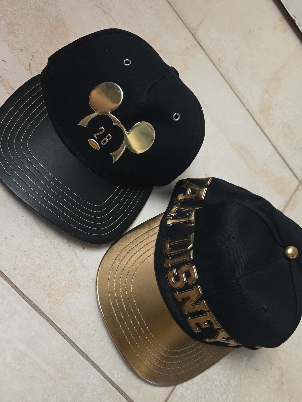 Disney Black and Gold Men's Snapback Hat Duo